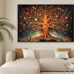 Tree Of Life Wall Art Canvas Tree Prints and Posters Pictures Decorative Fabric Painting For Living Room Pictures No Frame