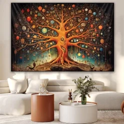 Tree Of Life Wall Art Canvas Tree Prints and Posters Pictures Decorative Fabric Painting For Living Room Pictures No Frame