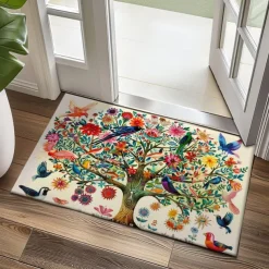 Tree of Life with Birds Doormat Floor Mats Washable Rugs Kitchen Mat Non-Slip Oil Proof Rug Indoor Outdoor Mat Bedroom Decor Bathroom Mat Entrance Rug