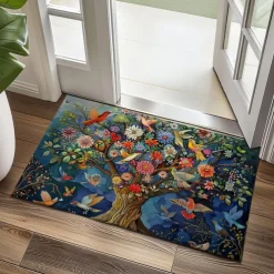 Tree of Life with Birds Doormat Floor Mats Washable Rugs Kitchen Mat Non-Slip Oil Proof Rug Indoor Outdoor Mat Bedroom Decor Bathroom Mat Entrance Rug