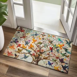 Tree of Life with Birds Doormat Floor Mats Washable Rugs Kitchen Mat Non-Slip Oil Proof Rug Indoor Outdoor Mat Bedroom Decor Bathroom Mat Entrance Rug