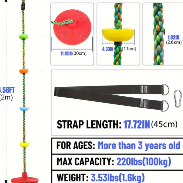 Tree Swing For Kids, 3-in-1 Disc Seat Swing Set, Swing For Outside, 1 Pack