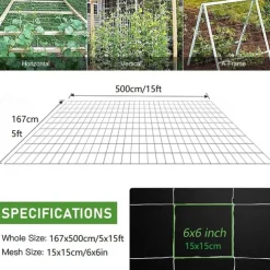Trellis Netting Heavy-Duty Garden Plant Trellis Netting for Climbing Plants Outdoor Indoor Grow Net for Beans Tomatoes Peas Pumpkin Flowers