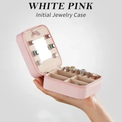 Trendy Travel Jewelry Case, Personalized Gifts,Pink Travel Jewelry Box,Birthday Gifts for Women Valentine's Day Gifts for Teens Girls Initial Travel Jewelry Case