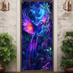 Tropical Bird Door Covers Mural Decor Door Tapestry Door Curtain Decoration Backdrop Door Banner Removable for Front Door Indoor Outdoor Home Room Decoration Farmhouse Decor Supplies