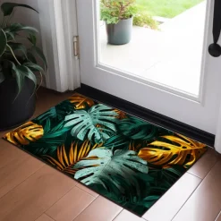 Tropical Leaves Doormat Non-Slip Oil Proof Rug Indoor Outdoor Mat Bedroom Decor Bathroom Mat Entrance Rug Door Mat