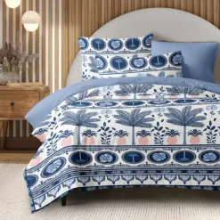 Tropical Palm Trees Duvet Cover Full Size Bedding Set Bed Sets Quilt Cover Soft Lightweight Comforter Cover with 2 Pillowcases for Summer Spring