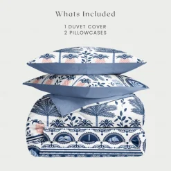 Tropical Palm Trees Duvet Cover Full Size Bedding Set Bed Sets Quilt Cover Soft Lightweight Comforter Cover with 2 Pillowcases for Summer Spring