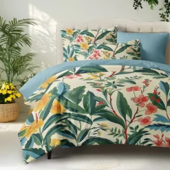 Tropical Plant Duvet Cover Bed Set 2-piece Set 3-piece Set Lightweight Soft Short Plush Set Thickened Felt Square Bed