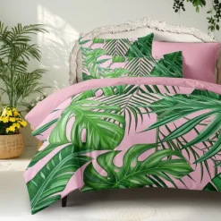 Tropical Plants Pattern Duvet Cover Set Set Soft 3-Piece Luxury Cotton Bedding Set Home Decor Gift Twin Full King Queen Size Duvet Cover
