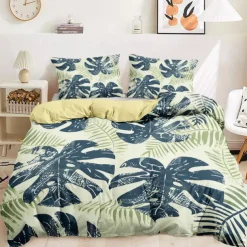 Tropical Plants Pattern Duvet Cover Set Set Soft 3-Piece Luxury Cotton Bedding Set Home Decor Gift Twin Full King Queen Size Duvet Cover