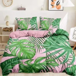 Tropical Plants Pattern Duvet Cover Set Set Soft 3-Piece Luxury Cotton Bedding Set Home Decor Gift Twin Full King Queen Size Duvet Cover