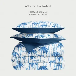 Tropical Sunset Palm Tree Duvet Cover Set, Soft Microfiber Bedding, Fade-Resistant, Includes Duvet Cover and Pillowcases, Tropical Beach Theme, Machine Washable, Queen, King, Twin Sizes