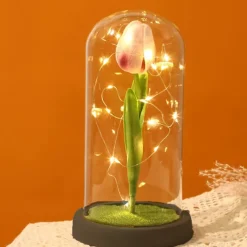 Tulip Flower Gifts for Women,Mothers Day Flowers Gifts for Mom Wife from Daughter Son Husband,Birthday Gifts for Women Best Friend Her Girlfriend,Glass Tulip Grandma Mom Gifts for Mothers Day