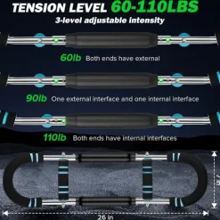 Twister Arm Exerciser, Adjustable Spring Workout Bar, Forearm Triceps Chest Enhanced Exercise Strengthener,Portable Home Fitness Equipment