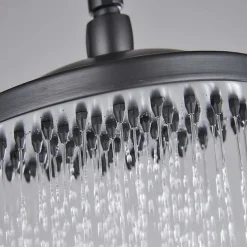 Two Handles Shower Systerm Set, Black Brass Faucet Three Holes Adjustable Electroplated Rainfall High Pressure Shower Mixer Taps with Rain Shower and Hand Shower