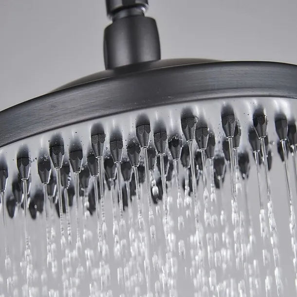 Two Handles Shower Systerm Set, Black Brass Faucet Three Holes Adjustable Electroplated Rainfall High Pressure Shower Mixer Taps with Rain Shower and Hand Shower