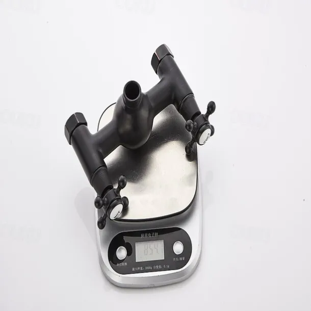 Two Handles Shower Systerm Set, Black Brass Faucet Three Holes Adjustable Electroplated Rainfall High Pressure Shower Mixer Taps with Rain Shower and Hand Shower