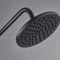 Two Handles Shower Systerm Set, Black Brass Faucet Three Holes Adjustable Electroplated Rainfall High Pressure Shower Mixer Taps with Rain Shower and Hand Shower