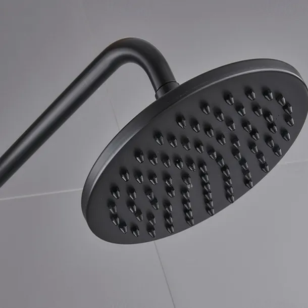 Two Handles Shower Systerm Set, Black Brass Faucet Three Holes Adjustable Electroplated Rainfall High Pressure Shower Mixer Taps with Rain Shower and Hand Shower