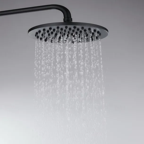 Two Handles Shower Systerm Set, Black Brass Faucet Three Holes Adjustable Electroplated Rainfall High Pressure Shower Mixer Taps with Rain Shower and Hand Shower