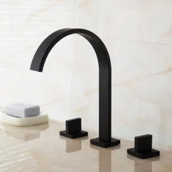 Two Handles Three Holes Bathtub Faucet - Contemporary Chrome Roman Tub Ceramic Valve Bath Shower Mixer Taps