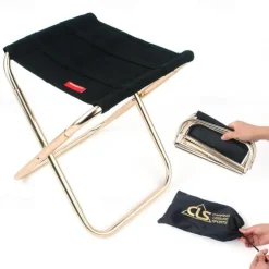 Ultralight Camping Stool Collapsible Stool Portable Folding Stool for Adults Fishing Outdoor Hiking Gardening Backpacking Travelling Walking with Carry Bag,Metallic