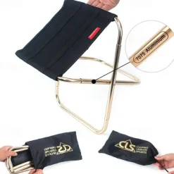 Ultralight Camping Stool Collapsible Stool Portable Folding Stool for Adults Fishing Outdoor Hiking Gardening Backpacking Travelling Walking with Carry Bag,Metallic