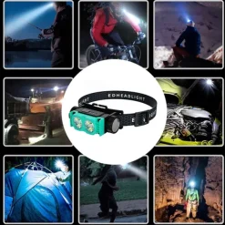 Ultra-Light USB Rechargeable HeadLamp with Magnet & Power Display - 3 Modes Portable & Bright for Night Work Hiking Camping Travel & Dog Walks (Batteries Included)