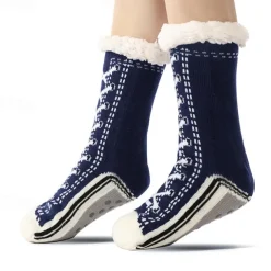 Ultra-Thick Cashmere Slipper Home Socks for Women, Non-Slip Fuzzy Home Socks with Grips, Warm Cozy Christmas Slipper Socks, Soft Inherentinct Winter Socks