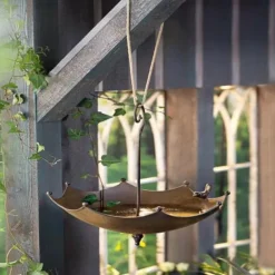 Umbrella-Shaped Bird Trough,Hanging Bird Feeder Tray for Outdoors Metal Bird Bath Pond or Drinker Metal Wild Bird Feeder for Outside Hanging Seed Platform
