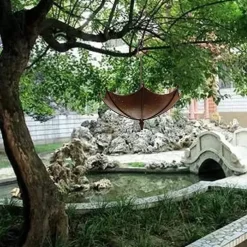 Umbrella-Shaped Bird Trough,Hanging Bird Feeder Tray for Outdoors Metal Bird Bath Pond or Drinker Metal Wild Bird Feeder for Outside Hanging Seed Platform