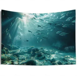 Undersea Landscape Hanging Tapestry Wall Art Large Tapestry Mural Decor Photograph Backdrop Blanket Curtain Home Bedroom Living Room Decoration