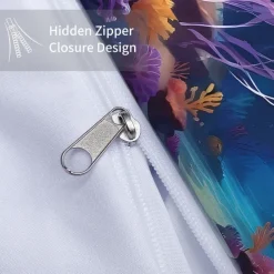 Underwater Ocean Dream Jellyfish Duvet Cover - Enchanting Marine Life Design - Soft and Comfortable Fabric - Perfect for Adding a Mystical Touch to Your Bedroom Decor - Easy to Wash and Maintain