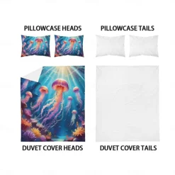 Underwater Ocean Dream Jellyfish Duvet Cover - Enchanting Marine Life Design - Soft and Comfortable Fabric - Perfect for Adding a Mystical Touch to Your Bedroom Decor - Easy to Wash and Maintain