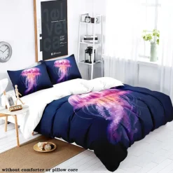 Underwater Ocean Dream Jellyfish Duvet Cover - Enchanting Marine Life Design - Soft and Comfortable Fabric - Perfect for Adding a Mystical Touch to Your Bedroom Decor - Easy to Wash and Maintain