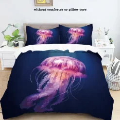 Underwater Ocean Dream Jellyfish Duvet Cover - Enchanting Marine Life Design - Soft and Comfortable Fabric - Perfect for Adding a Mystical Touch to Your Bedroom Decor - Easy to Wash and Maintain