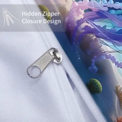 Underwater Ocean Dream Jellyfish Duvet Cover - Enchanting Marine Life Design - Soft and Comfortable Fabric - Perfect for Adding a Mystical Touch to Your Bedroom Decor - Easy to Wash and Maintain