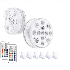 Underwater Submersible LED Pool Pond Lights 1/2/4 Packs with Remote RF Waterproof with Magnets Suction Cups Color Changing Fountain Lights Battery Operated