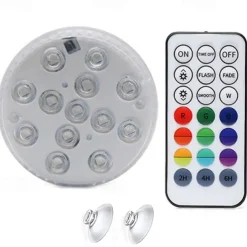 Underwater Submersible LED Pool Pond Lights 1/2/4 Packs with Remote RF Waterproof with Magnets Suction Cups Color Changing Fountain Lights Battery Operated