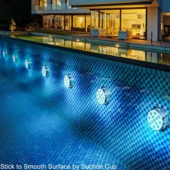 Underwater Submersible LED Pool Pond Lights 1/2/4 Packs with Remote RF Waterproof with Magnets Suction Cups Color Changing Fountain Lights Battery Operated