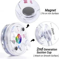 Underwater Submersible LED Pool Pond Lights 1/2/4 Packs with Remote RF Waterproof with Magnets Suction Cups Color Changing Fountain Lights Battery Operated