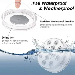 Underwater Submersible LED Pool Pond Lights 1/2/4 Packs with Remote RF Waterproof with Magnets Suction Cups Color Changing Fountain Lights Battery Operated