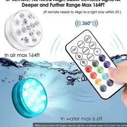 Underwater Submersible LED Pool Pond Lights 1/2/4 Packs with Remote RF Waterproof with Magnets Suction Cups Color Changing Fountain Lights Battery Operated