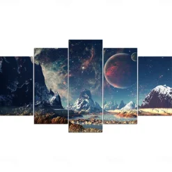 Unframed 5 Panels Space Universe earth light painting canvas art painting wall art