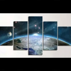 Unframed 5 Panels Space Universe earth light painting canvas art painting wall art