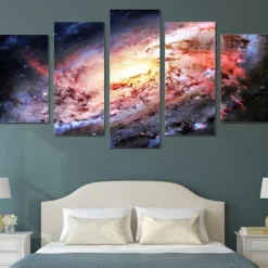 Unframed 5 Panels Space Universe earth light painting canvas art painting wall art