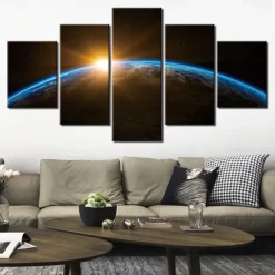 Unframed 5 Panels Space Universe earth light painting canvas art painting wall art