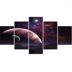 Unframed 5 Panels Space Universe earth light painting canvas art painting wall art