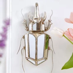 Unicorn Beetle Mirror Design Wall Mounted Decoration Gold Wall Decoration Beetle Glass Mirrored Handmade 3